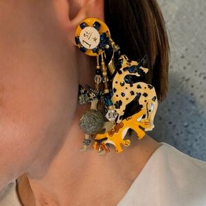 Lunch At The Ritz Show Dogs Clip-on  Dangle Earrings